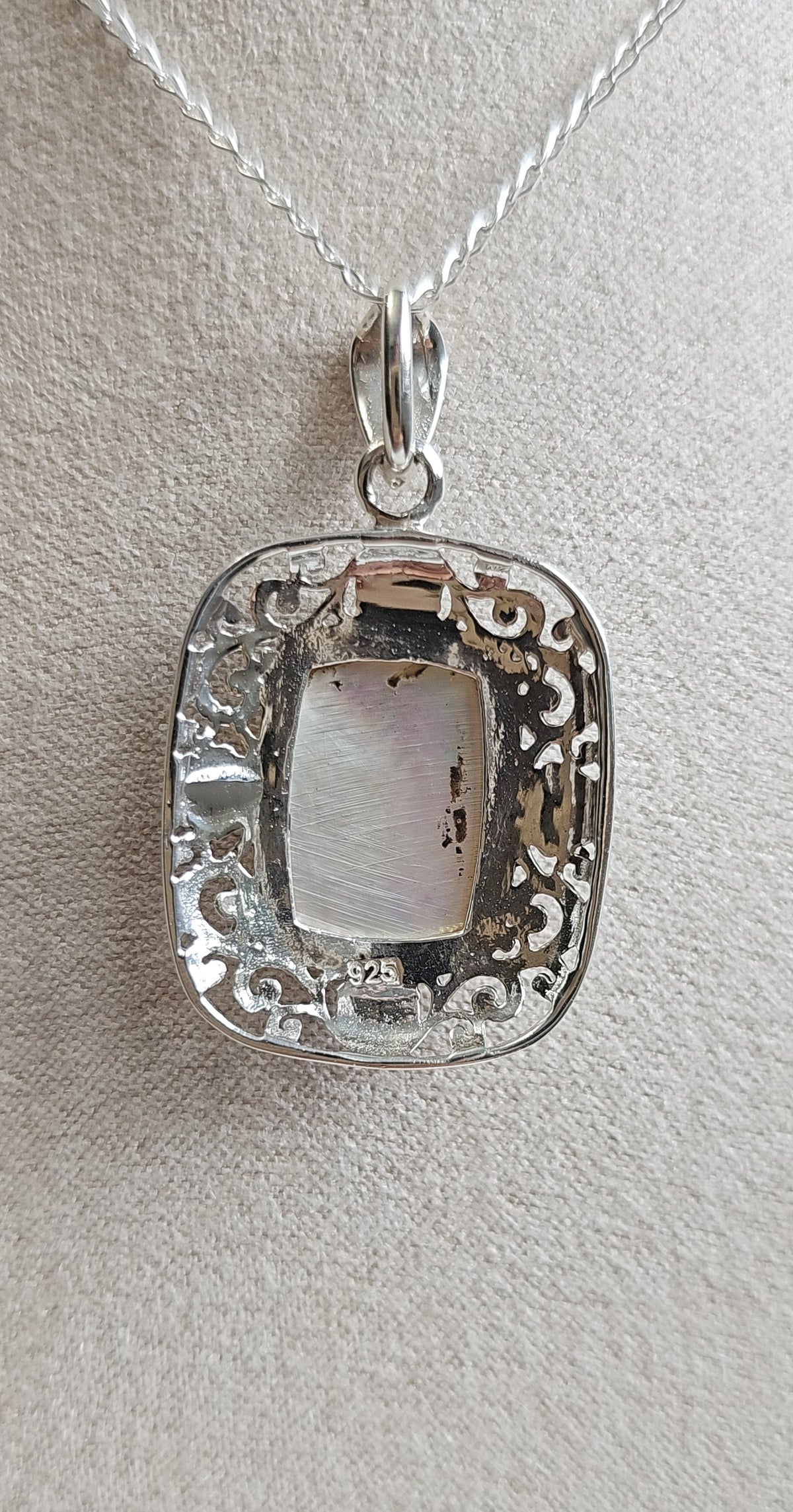 Sterling Silver 925 Mother of Pearl Pendant Necklace - view 7