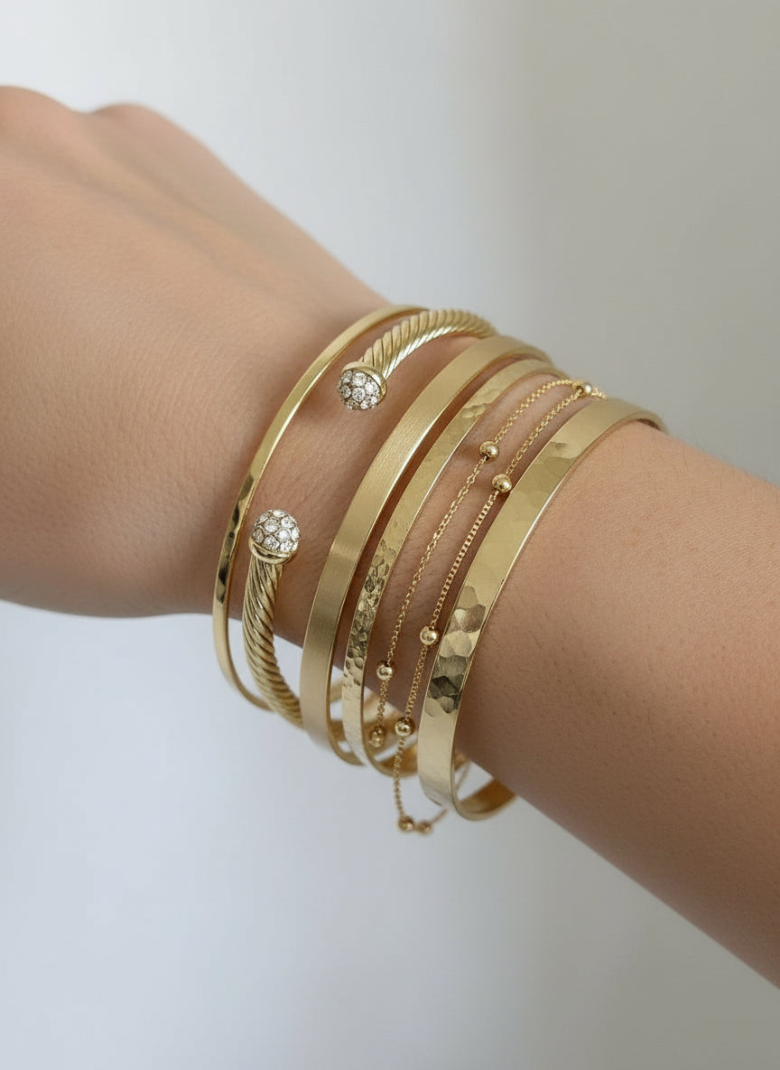 Gold Dome Crystal Bangle Bracelet - view 2