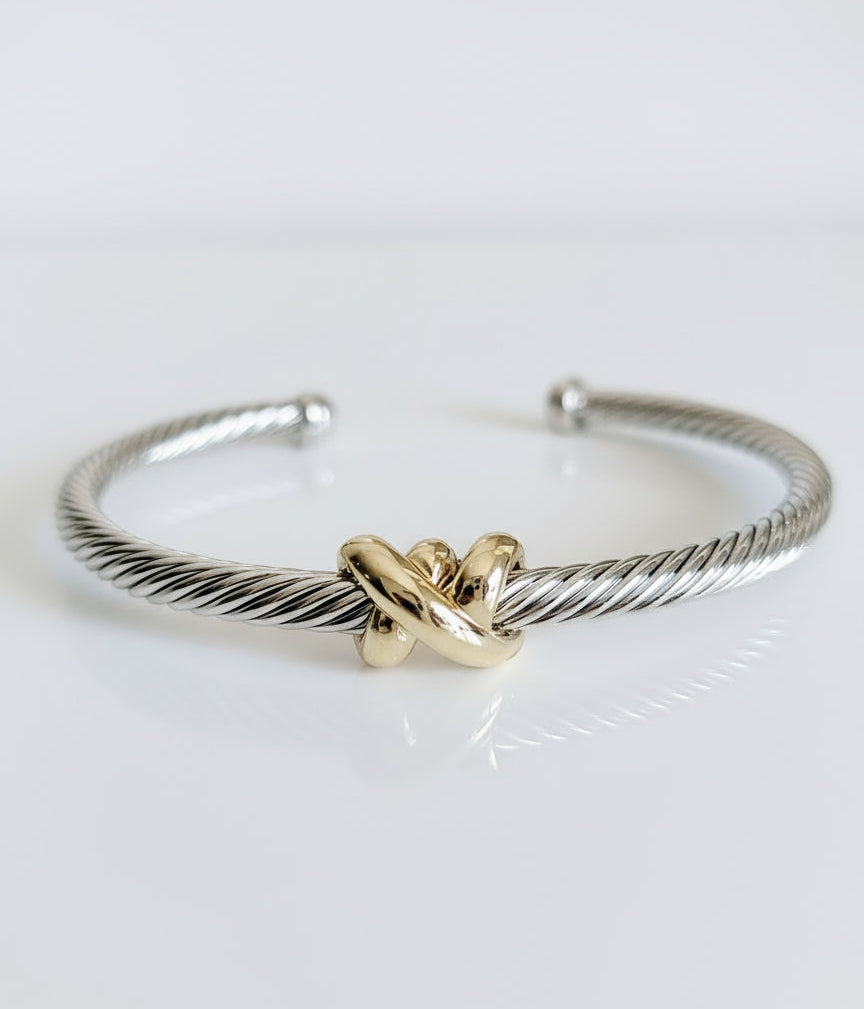 Silver Two Tone Bangle Bracelet