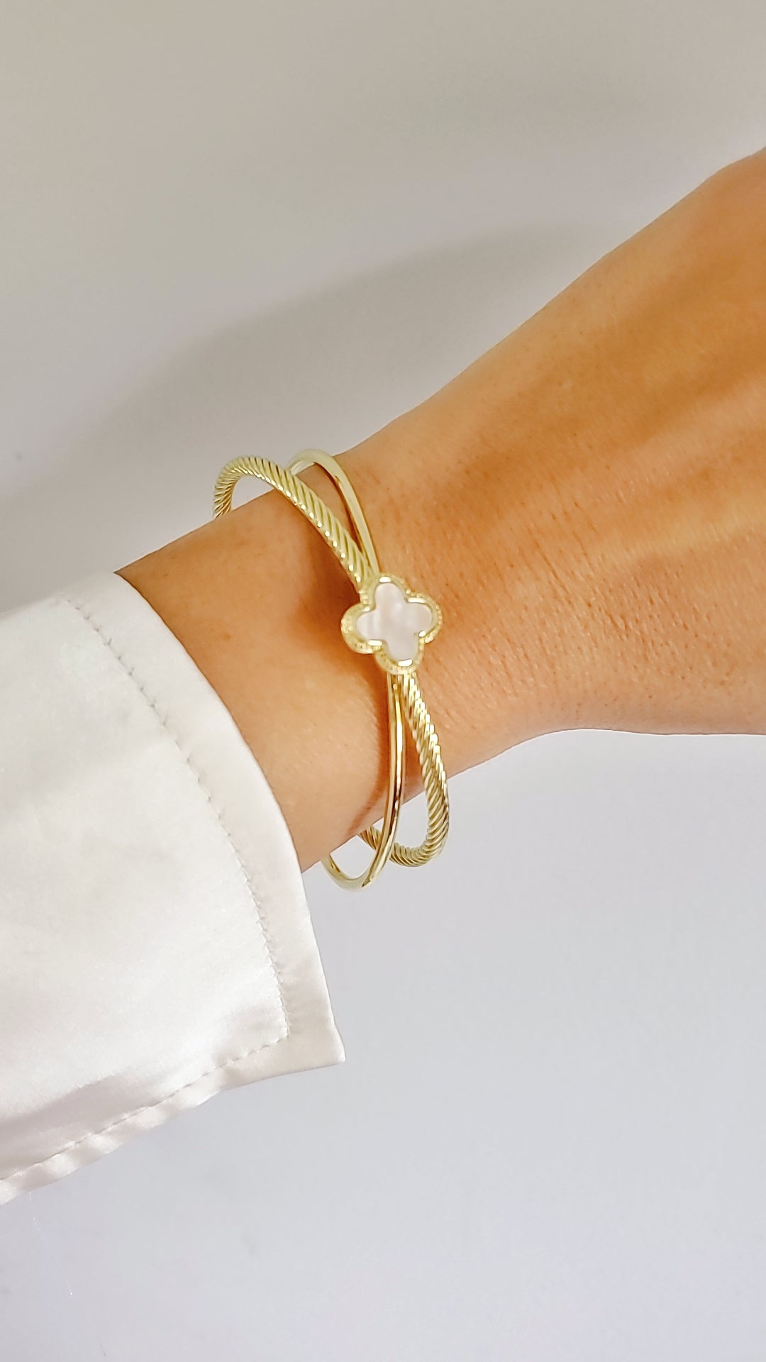 Gold Mother of Pearl Gold Bangle - view 5