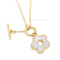 Mother of Pearl Toggle Closure Gold Necklace