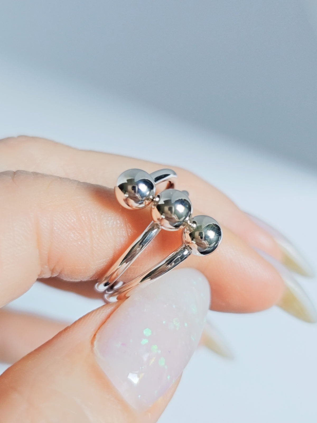 Sterling Silver 925 Multi Row Sphere Beaded Ring - view 3