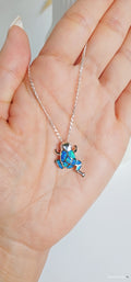 Sterling Silver Blue Opal Frog Pendant Necklace - view 5