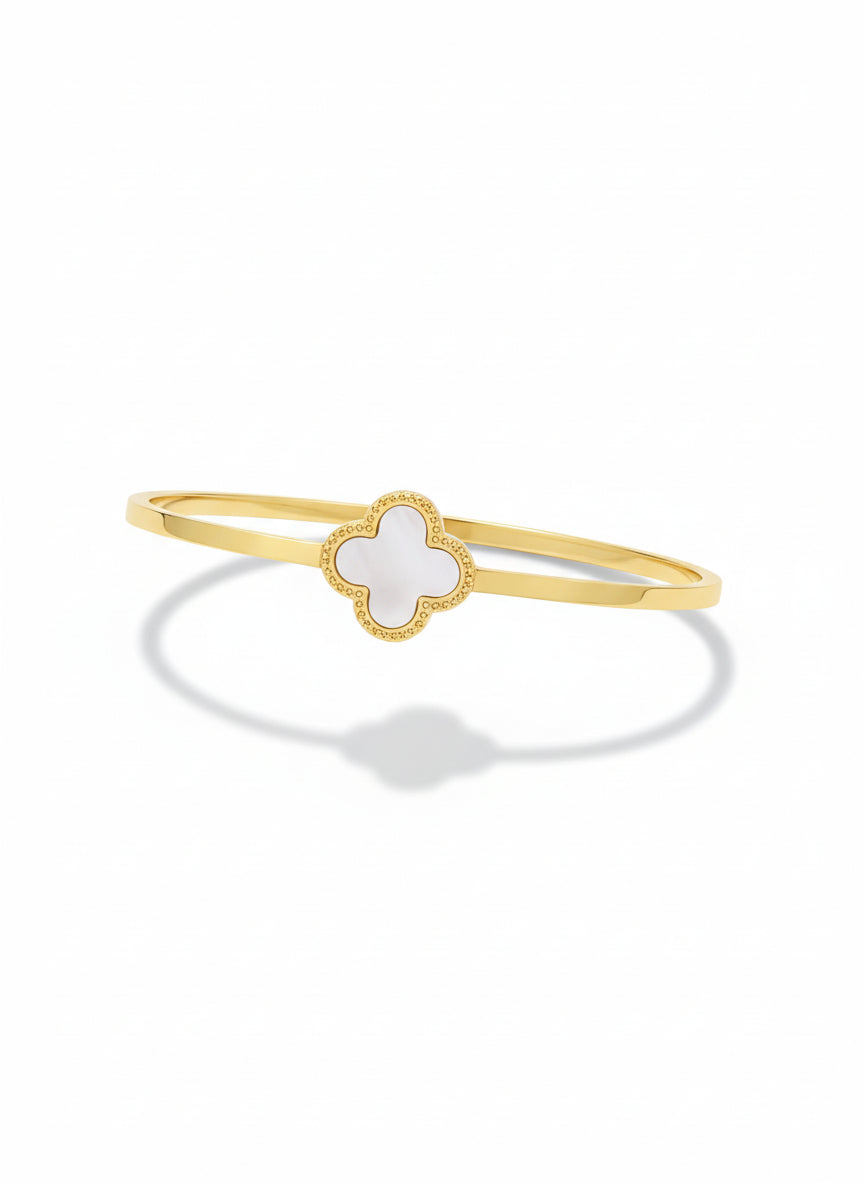 Gold Flower Genuine Mother of Pearl Bangle