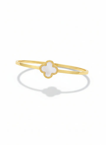 Gold Flower Genuine Mother of Pearl Bangle