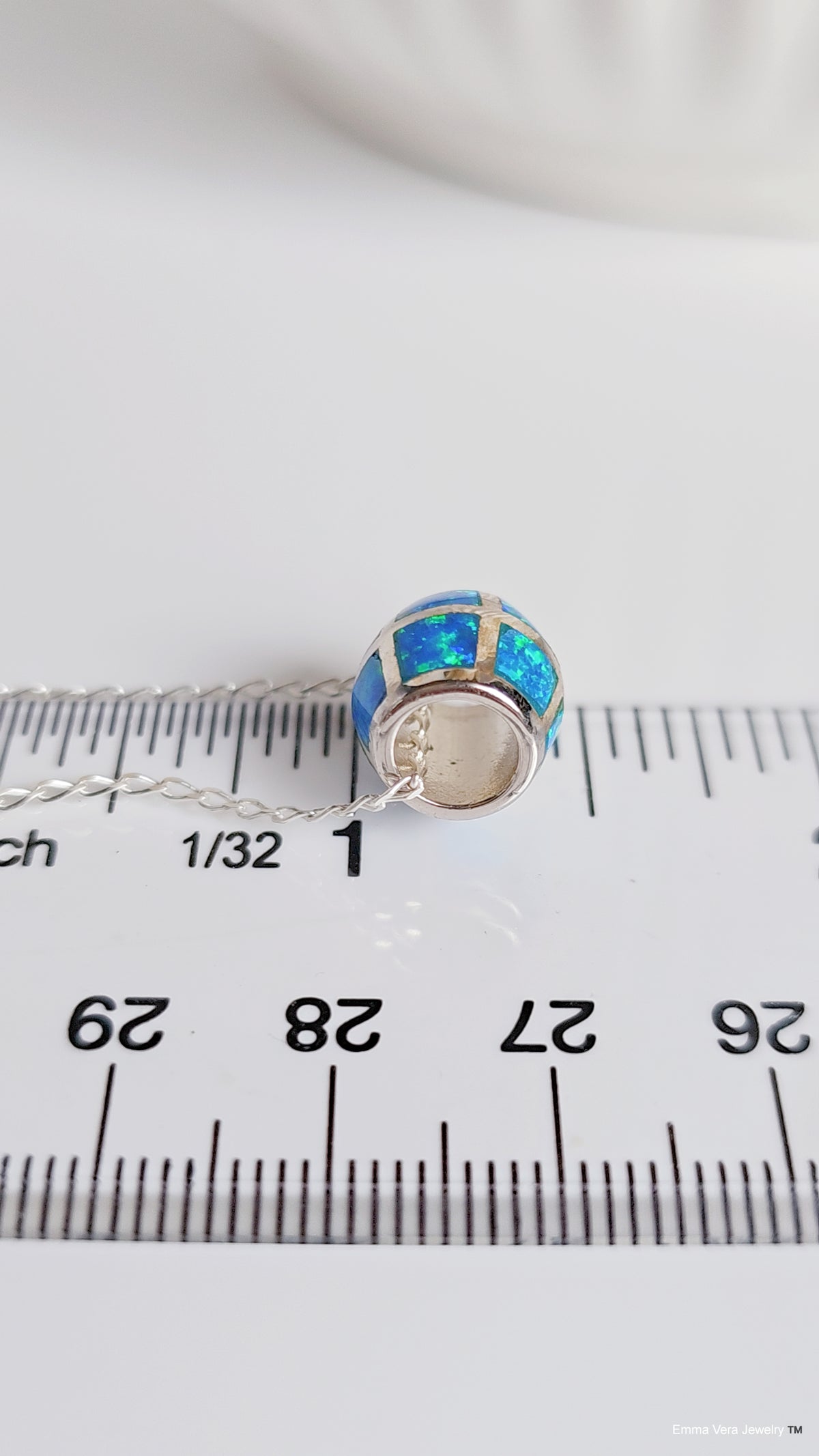 Sterling Silver Opal Bead Pendant Necklace - view 2