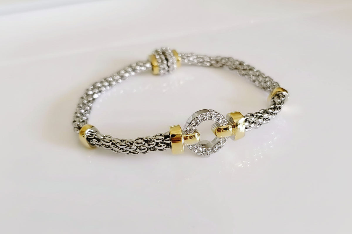 Statement Halo Two Tone O Bracelet - view 7