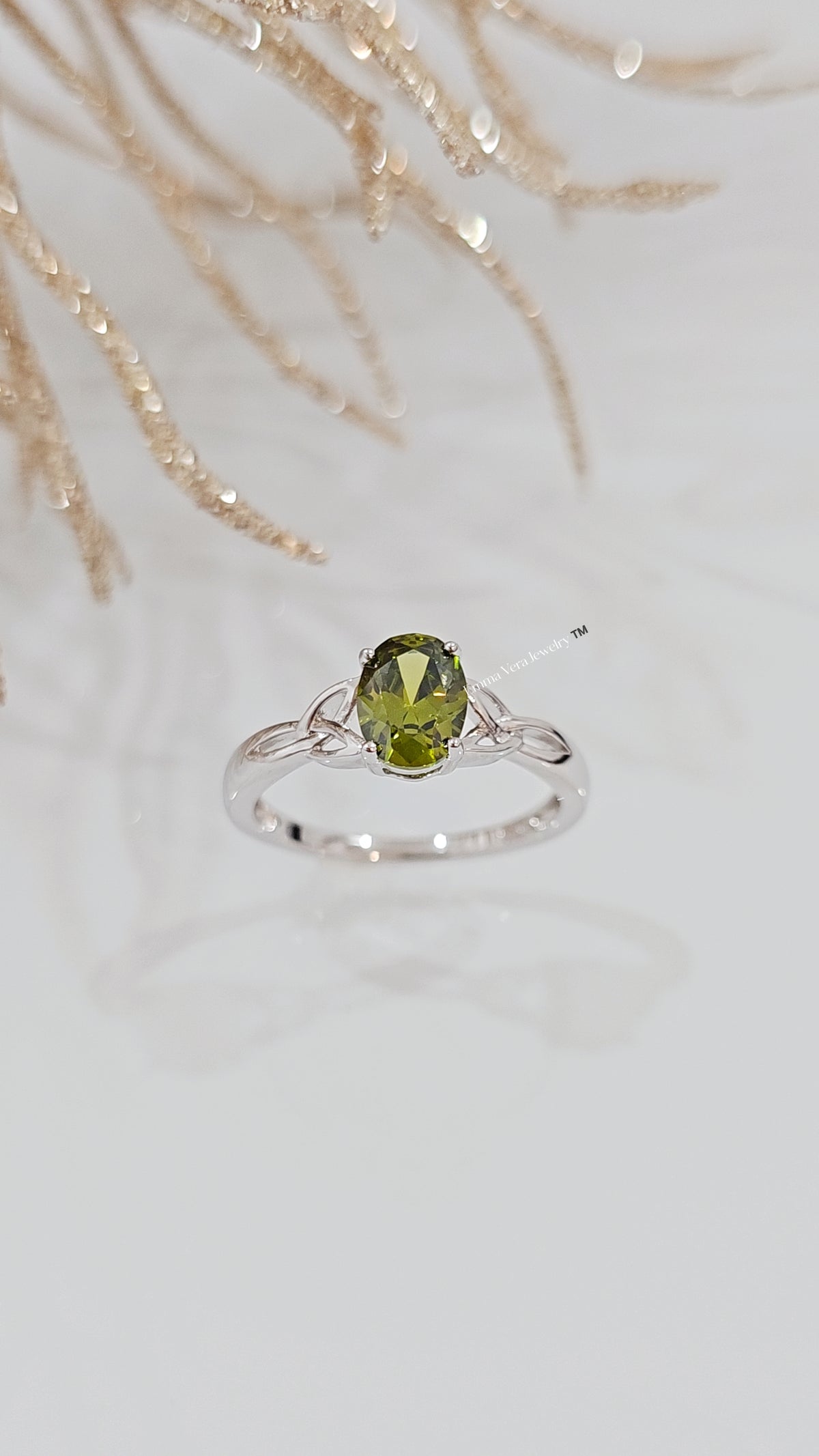 Sterling Silver Peridot Celtic Ring - view 7