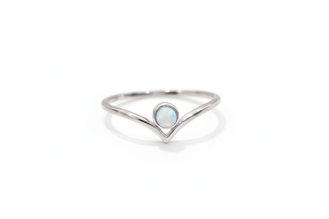 Sterling Silver Larimar Chevron Ring