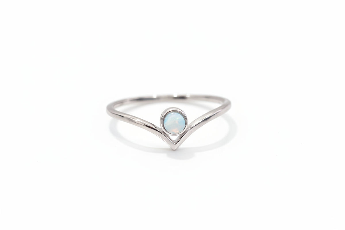 Sterling Silver Larimar Chevron Ring