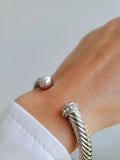 Silver Large Statement Bangle Bracelet - view 5