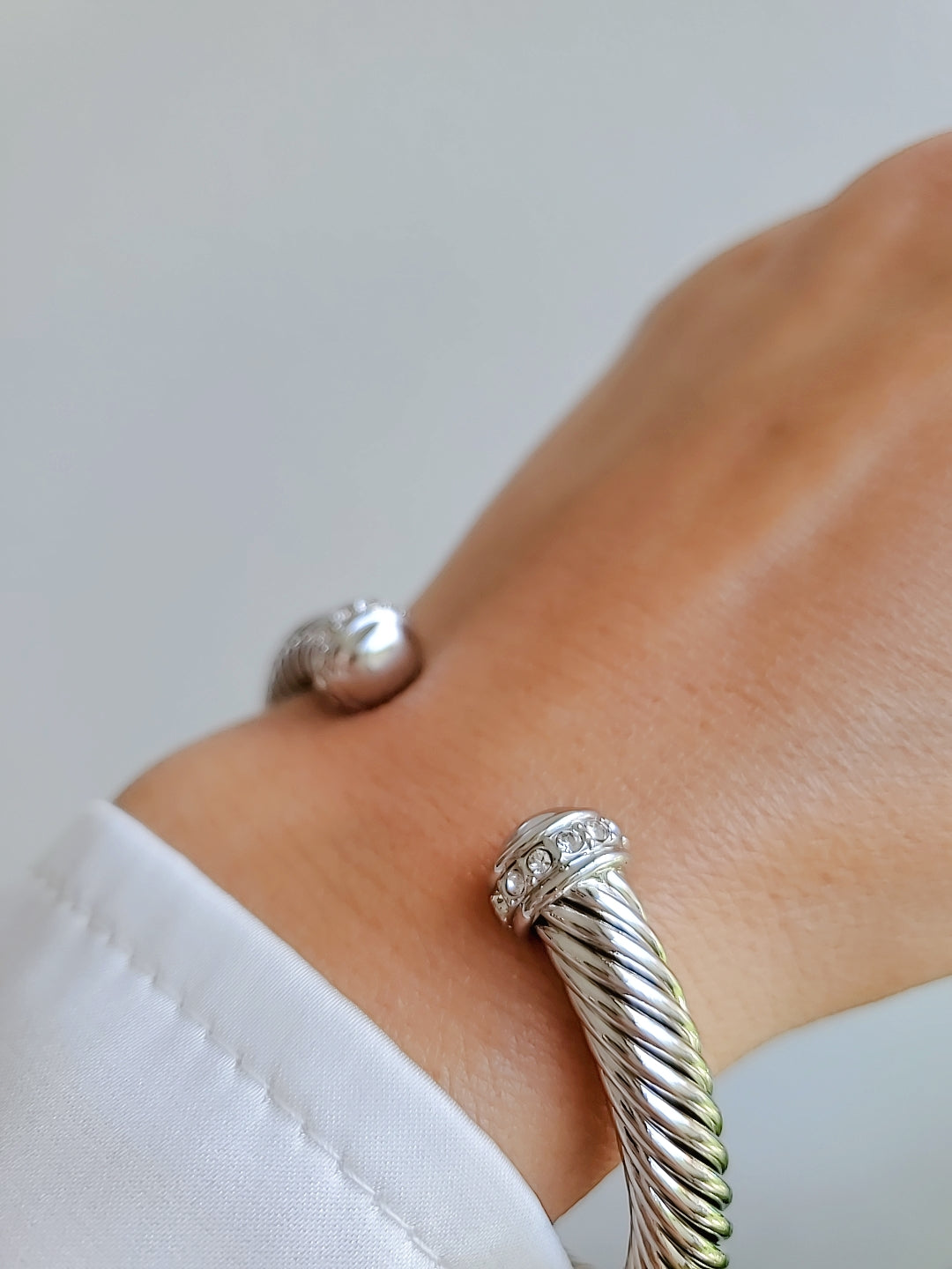 Silver Large Statement Bangle Bracelet - view 5