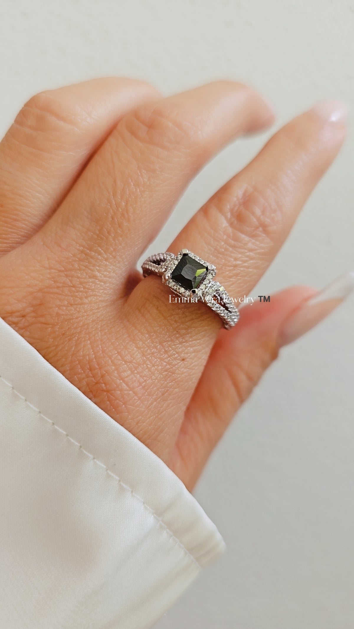 Sterling Silver Princess Cut Sapphire ring - view 2