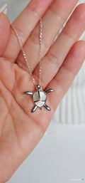 Sterling Silver Mother of Pearl Sea Turtle Pendant Necklace - view 5