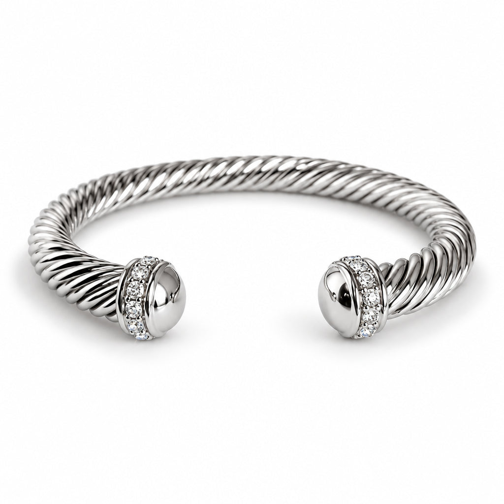 Silver Large Statement Bangle Bracelet - view 4