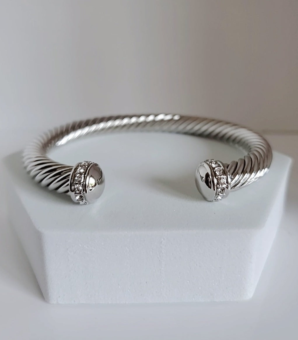 Silver Large Statement Bangle Bracelet - view 4