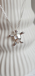 Sterling Silver Mother of Pearl Sea Turtle Pendant Necklace - view 7