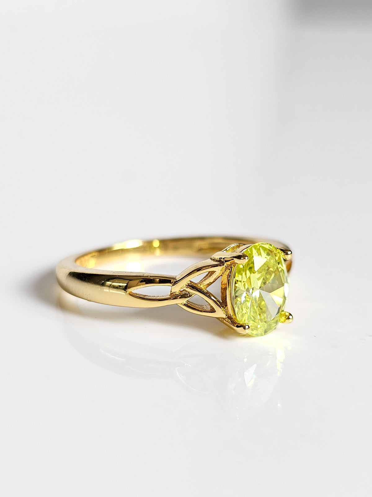 Sterling Silver Gold 925 Celtic Peridot Ring - view 9