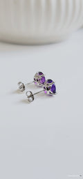 Sterling Silver Amethyst Stud Earrings - view 4