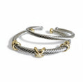 Silver Cross Cable Bangle Bracelet - view 3