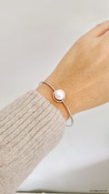 Sterling Silver Floating Pearl Bangle Bracelet - view 9