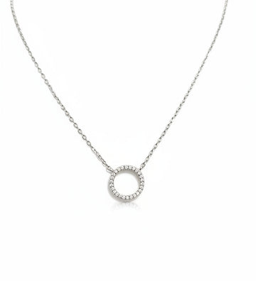 Sterling Silver Halo Pendant Necklace