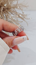 Sterling Silver Flowers Band Ring - view 7