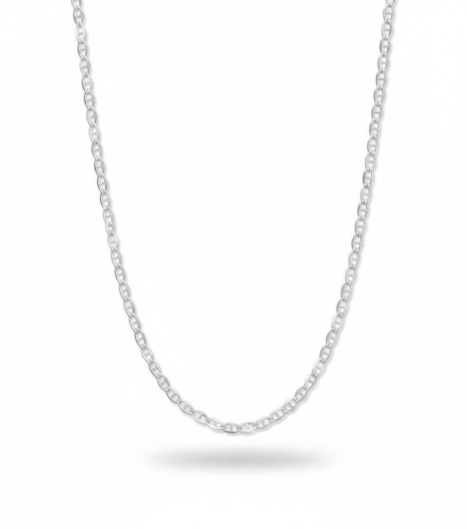 Sterling Silver 925 Flat Marina Bracelet, Anklet, Necklace Chain