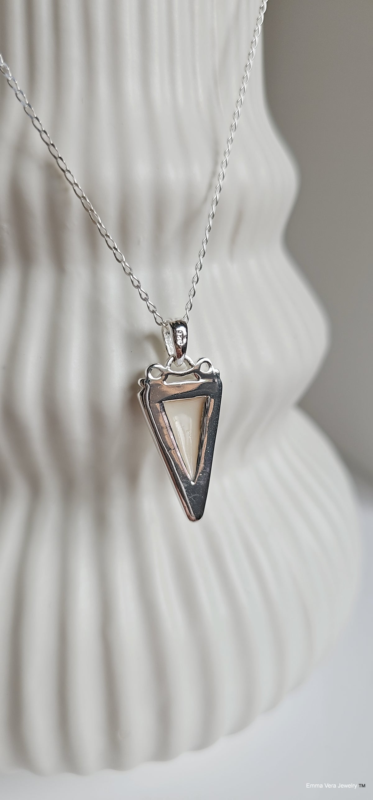 Triangle Mother of Pearl Necklace - view 7