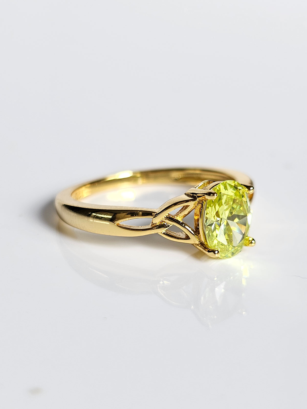 Sterling Silver Gold 925 Celtic Peridot Ring - view 5