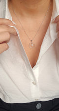 Solitaire Halo Pearl Sterling Silver Necklace - view 5