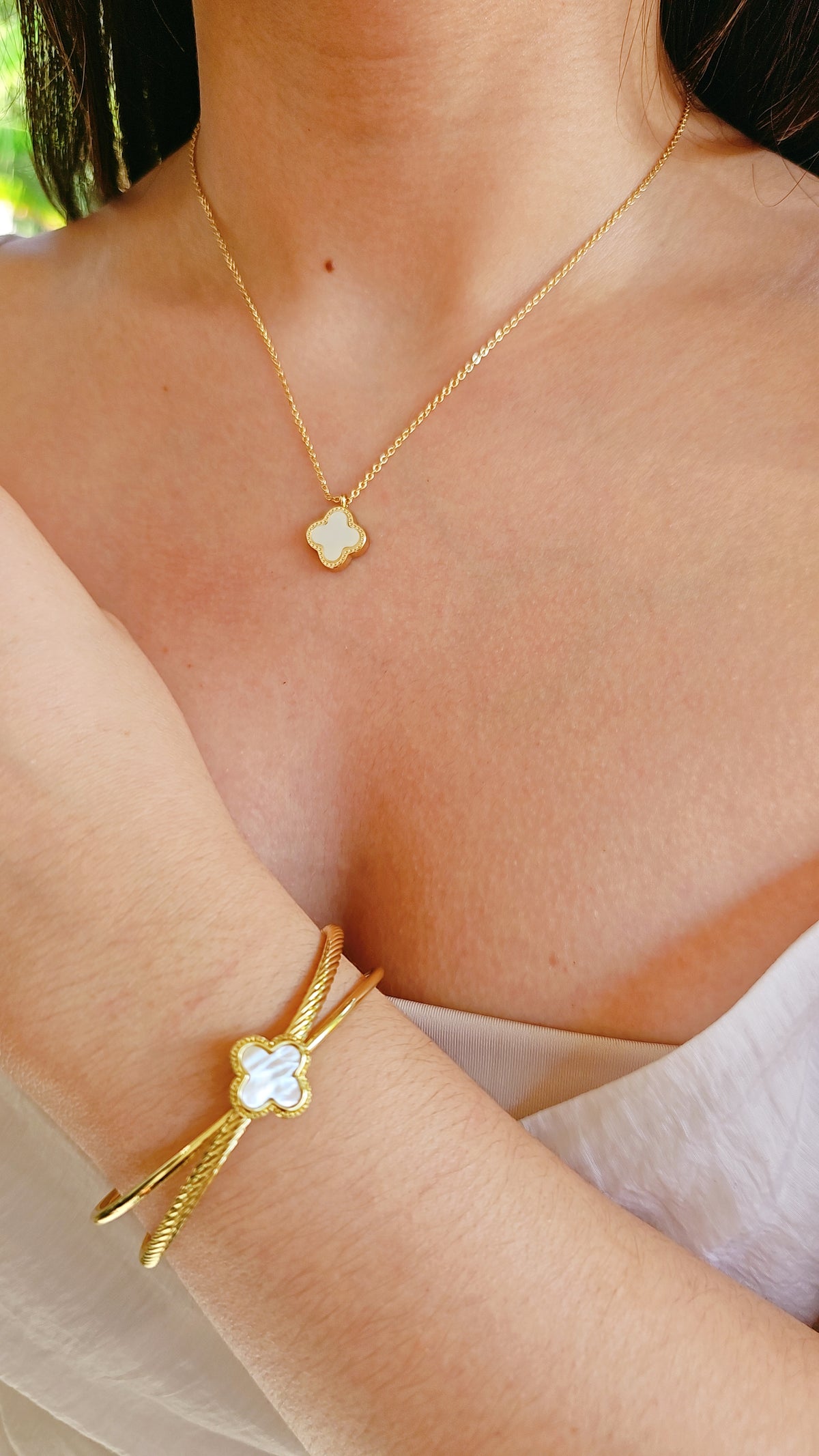 Gold Mother of Pearl Gold Bangle - view 4