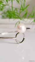 Sterling Silver Floating Pearl Bangle Bracelet - view 7