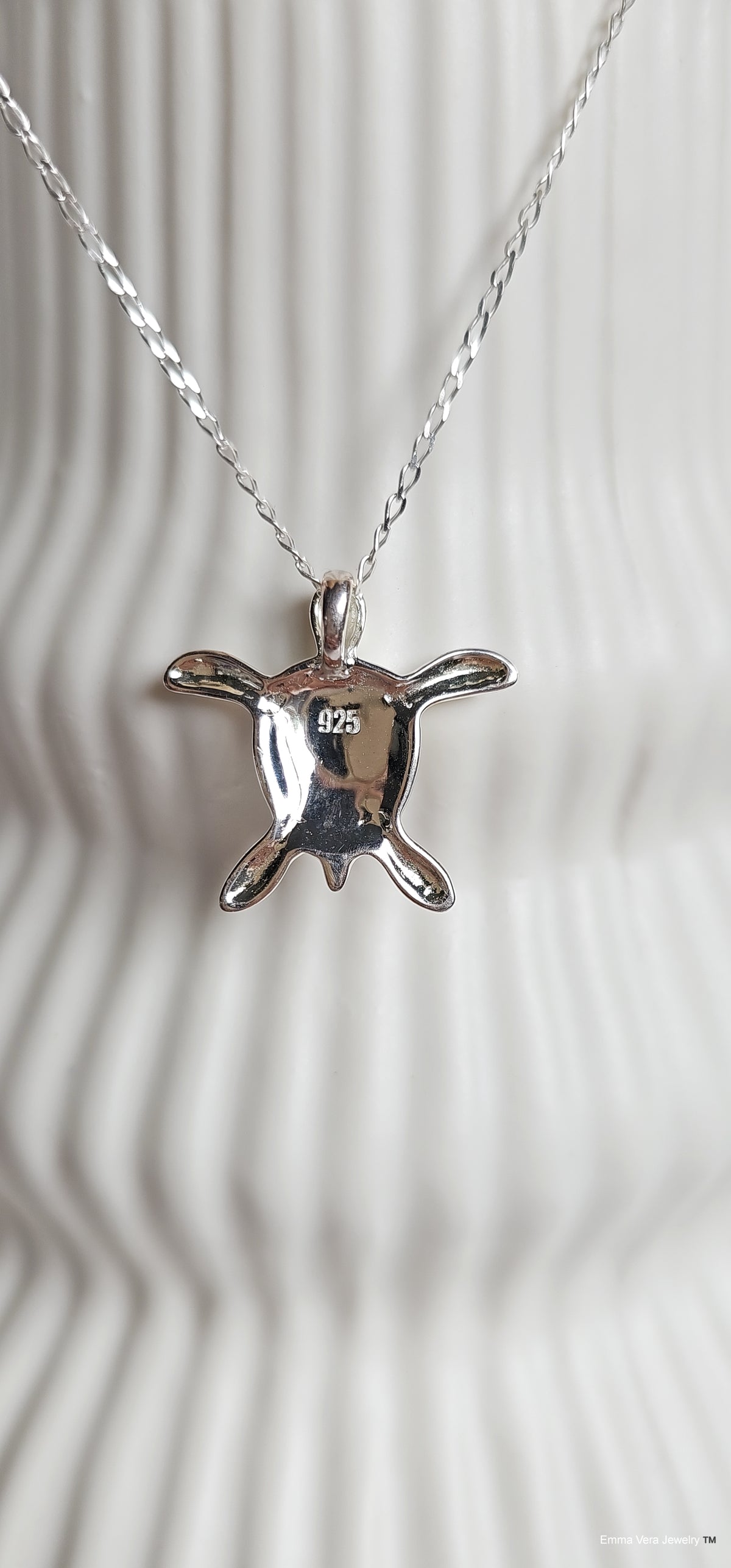 Sterling Silver Mother of Pearl Sea Turtle Pendant Necklace - view 9