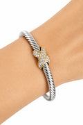 Unique Twisted Cable Wire Cuff Bangle Bracelet - view 2