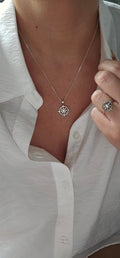 Sterling Silver Nautical Compass Pendant with Chain - view 12