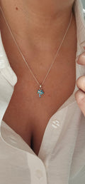 Sterling Silver Palm Tree Blue Blue Opal Pendant Necklace - view 6