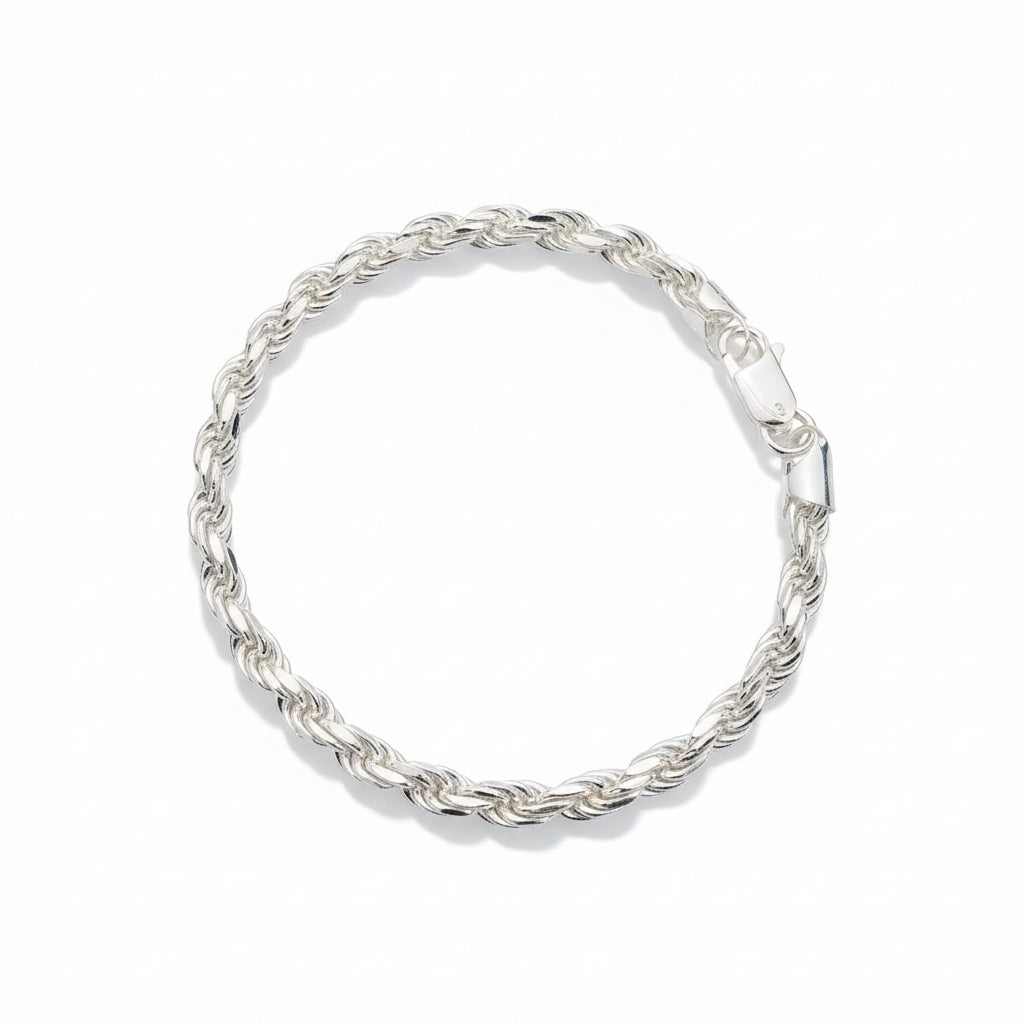 Sterling Silver 925 Rope Chain Bracelet