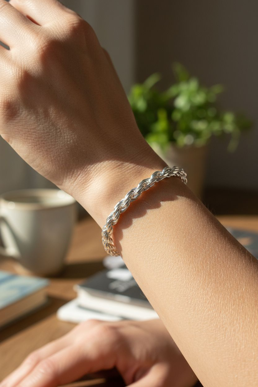 Sterling Silver 925 Rope Chain Bracelet - view 4