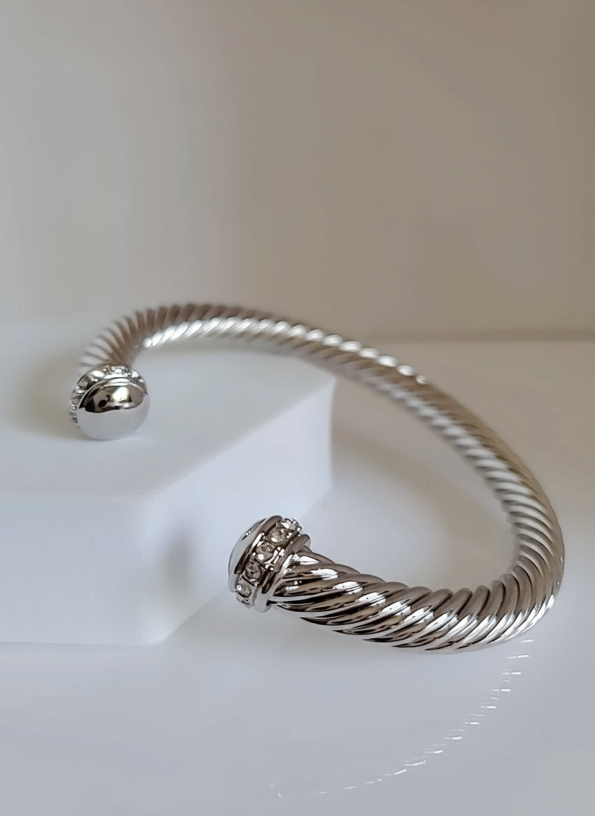 Silver Large Statement Bangle Bracelet - view 7