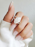 Sterling Silver Natural Mother of Pearl Statement Bold Ring - view 5
