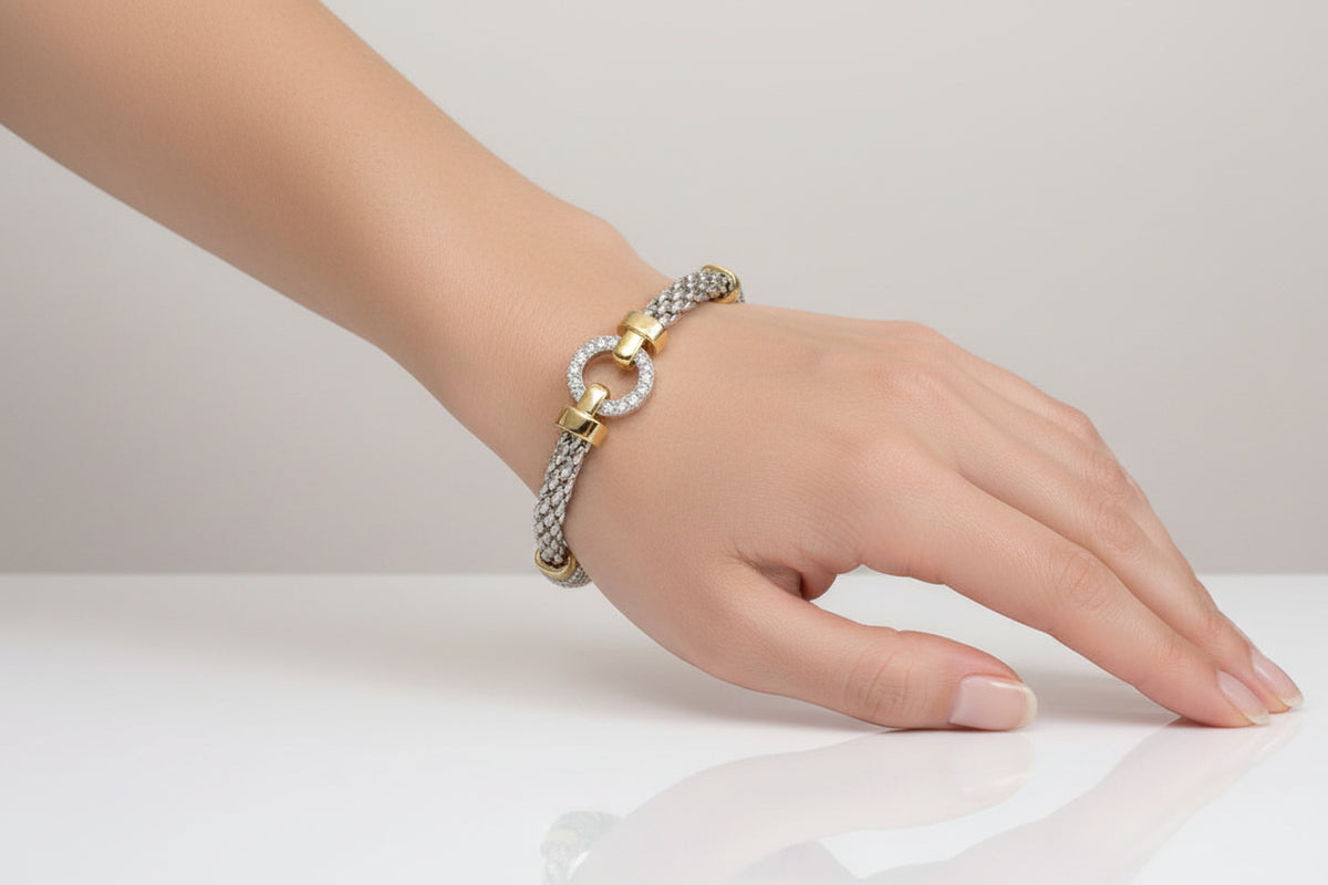 Statement Halo Two Tone O Bracelet - view 2