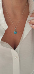 Sterling Silver Sailboat Blue Lab Opal Necklace - view 5