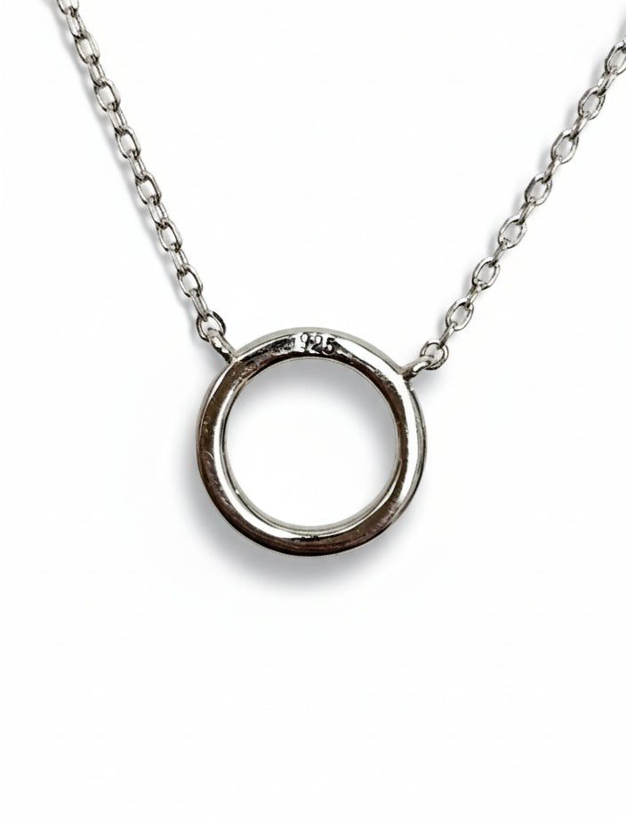 Sterling Silver Halo Pendant Necklace - view 3