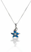 Sterling Silver Blue Opal Sea Star Pendant Necklace