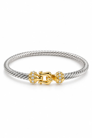 Silver Cable Bangle Bracelet - view 3