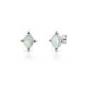 Sterling Silver Dainty 925 White Opal Stud Earrings