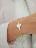 Gold Flower Genuine Mother of Pearl Bangle - view 4