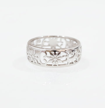 Sterling Silver Flowers Band Ring