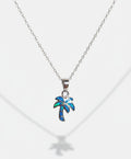 Sterling Silver Palm Tree Blue Blue Opal Pendant Necklace